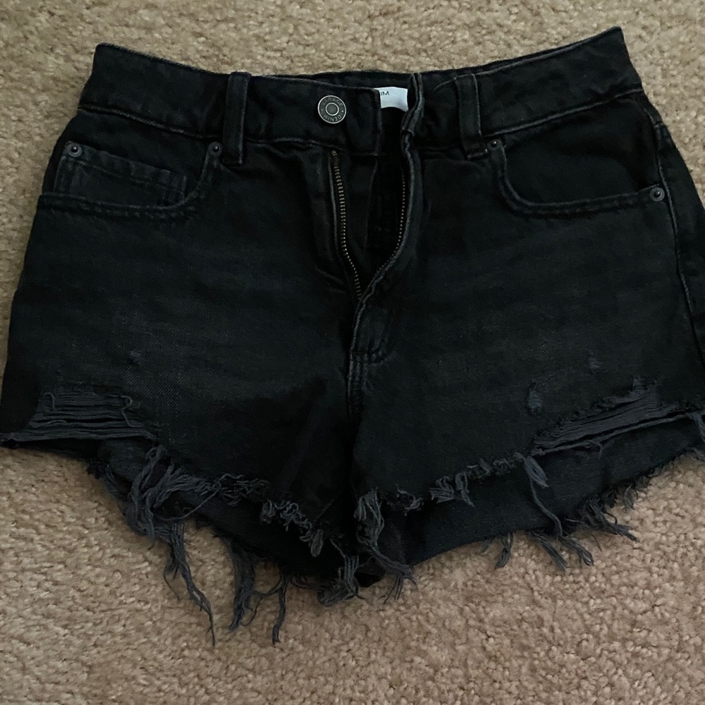 Garage Black Ripped Jean Shorts